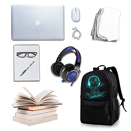 BSTcentelha Mochilas Instituto Luminoso diseño de Anime, Carga USB Mochila Escolar Mochila con Estuche de lápiz Luminoso Mochila Ordenador Portátil