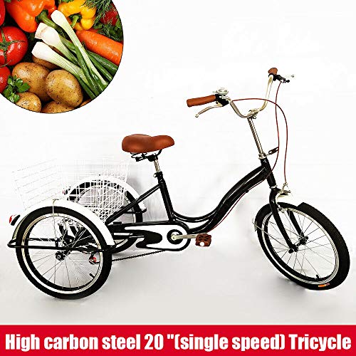 BTdahong Triciclo para Adultos, Bicicleta de 3 Ruedas de 20", Triciclo con Cesta