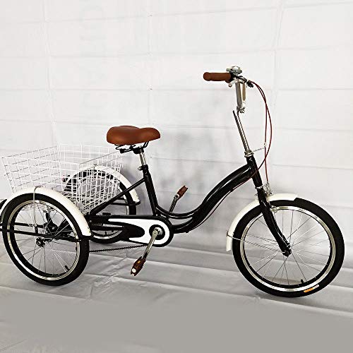 BTdahong Triciclo para Adultos, Bicicleta de 3 Ruedas de 20", Triciclo con Cesta