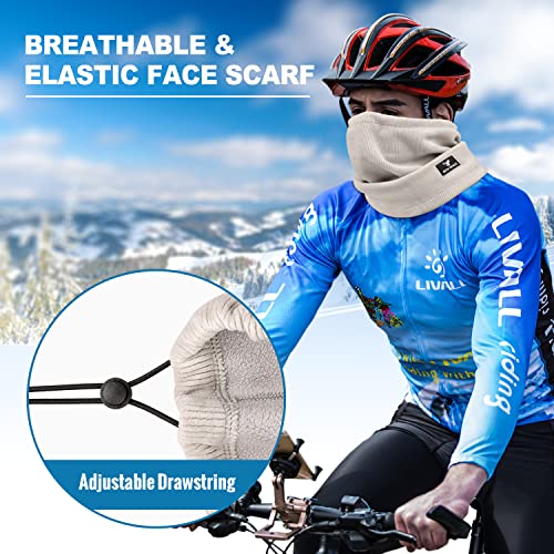 BTNEEU Calentador de Cuello para Hombre Mujer Braga para Cuello Invierno Térmico Lana Bufanda Cuello Moto Tubular Cuello Ciclismo Multifuncional Máscara Gorro de Esquí Correr Deporte (Gris Claro)