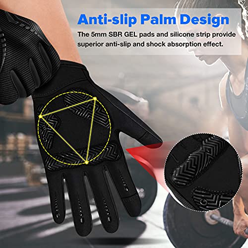 BTNEEU Guantes de Ciclismo Hombre Guantes Bicicleta Montaña de Dedo Completo con Pantalla Táctil Guantes Ciclismo Mujer Gel Antideslizante Transpirable Guantes MTB Largos Guantes Deportivo (Negro, M)