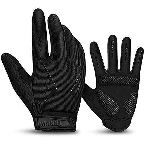 BTNEEU Guantes de Ciclismo Hombre Guantes Bicicleta Montaña de Dedo Completo con Pantalla Táctil Guantes Ciclismo Mujer Gel Antideslizante Transpirable Guantes MTB Largos Guantes Deportivo (Negro, M)