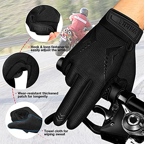 BTNEEU Guantes de Ciclismo Hombre Guantes Bicicleta Montaña de Dedo Completo con Pantalla Táctil Guantes Ciclismo Mujer Gel Antideslizante Transpirable Guantes MTB Largos Guantes Deportivo (Negro, M)