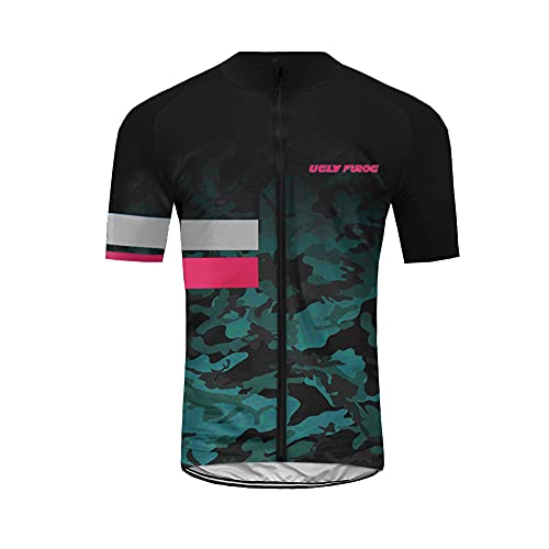 BurningBikewear Maillot Ciclismo Hombre Verano Camiseta Bicicleta Manga Corta 100% Poliéster con Tiras Reflexivas Silicona Antideslizante