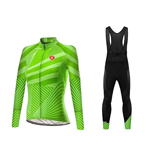 BurningBikewear Uglyfrog Conjunto Ciclismo Moda Mujer Invierno/Otoño 3D Cojín Pantalones Larga Thermo Lana Malliot de Ciclismo Ropa de Ciclista Bodies Anti-frío Absorbe la Humedad RTWX01