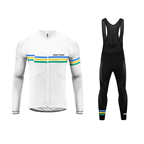 BurningBikewear Uglyfrog Ropa de Bicicleta Hombre MTB Traje de Ciclismo Mangas Largas Maillot+Pantalones Equipación de Ciclista, Talla XS-4XL CXMX11F