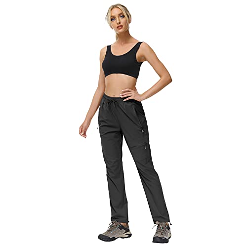 Butrends Pantalones de Senderismo al Aire Libre para Mujer Pantalones para Caminar Impermeables de Secado rápido para Acampar Protección UV con Bolsillos con Cremallera.