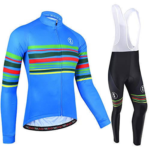 BXIO Ropa Ciclismo Hombre Invierno, Maillot Ciclismo Térmico y Manga Larga con 3 Bolsillos Traseros, Pantalones Ciclismo, Mallas, Trajes Bicicleta Bicicleta Montaña