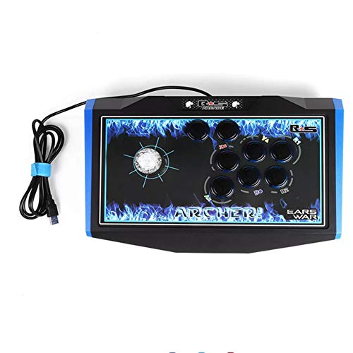 C-FUNN RS USB Led Juego De Cable Arcade Joystick Fighting Stick Inget Fördröjning Gamepad Controlador De Arcade För Pc Videojuego - Negro & Azul