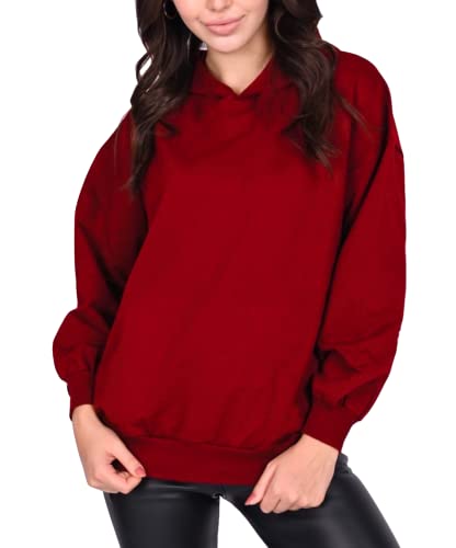 C K CrisKat Sudaderas de Algodón con Capucha Mujer, Sudadera para Mujer Hoodie Casual Estampada de Manga Larga Talla Grande Abrigos Pulóver Jersey Blusa Suéter  (ºRojo2, L)