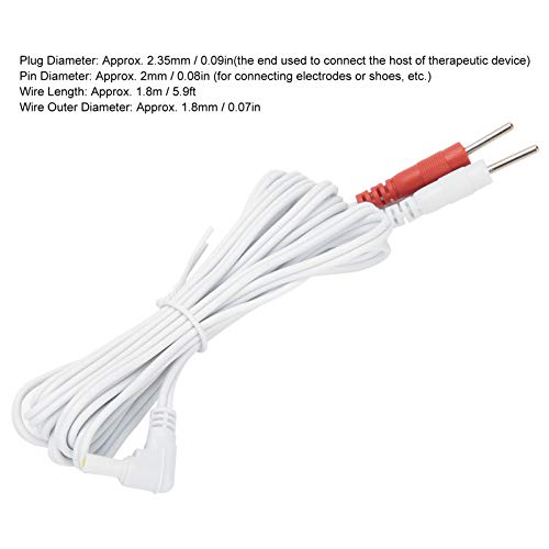 Cable de alambre TENS de 10 piezas, cable de cables de plomo de electrodo tipo pin 2 en 1 de 2,35 mm 1,8 m para máquina de fisioterapia de unidad TENS