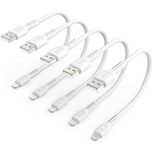 Cable de carga de iPhone corto de 0,3m, 5Pack Cable USB A a Lightning de 30 cm Original iPhone Quick Charge Cable Compatible para Apple iPhone 12 11 Pro Max Xs Xr X 8 7 6 Plus SE iPad Air/Mini