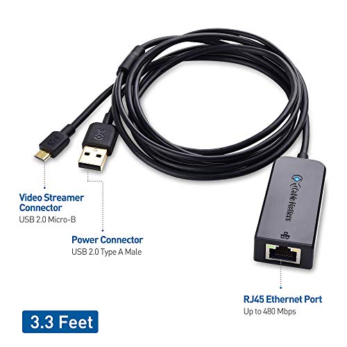 Cable Matters Adaptador Micro USB a Ethernet, Adaptador Red a Micro USB, Convertidor RJ45 Ethernet a Micro USB hasta 480Mbps para Fire TV Stick (2da Gen), Chromecast, Google Home Mini, etc.