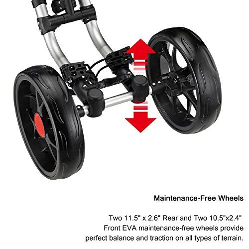 Caddytek Carrito de Golf Plegable con un Clic Carro de Golf de 4 Ruedas con Empuje/tracción Versión 3 con Bolsa de Almacenamie