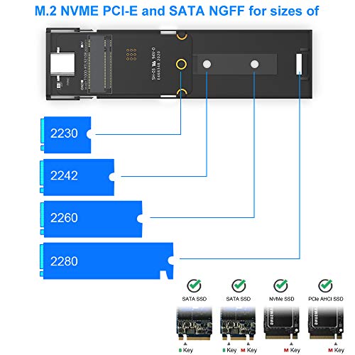 Cajas para discos duros M.2 NVME y SATA NGFF Carcasa de protocolo dual Gen 2 USB 3.1 M.2 SSD Adaptador de externo HDD UASP NGFF Carcasa externa Max 2TB 2230 2242 2260 2280 para computadora portátil