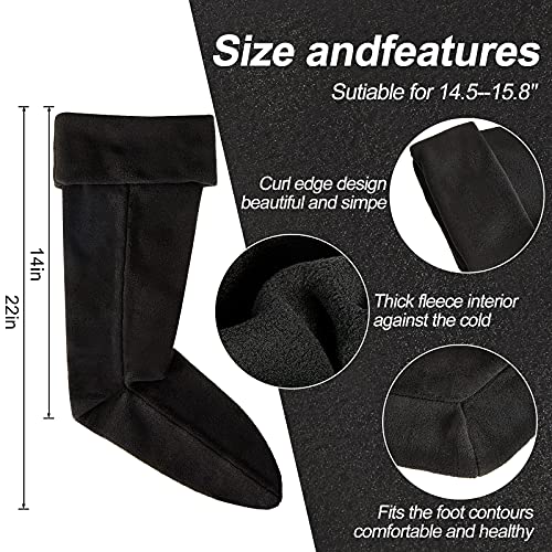 Calcetines de Bota Adulto de Vellón Largos Térmicos Wellington (Grande, Negro)