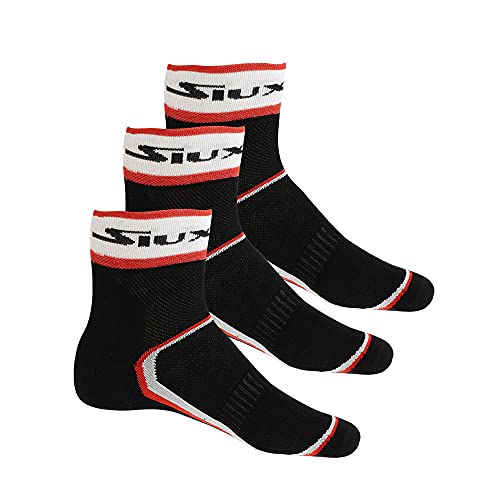 Calcetines Deportivos Siux Lorker Cortos Negros / 3 Pares/Calcetín tobillero para Deporte Padel Tenis Running Trabajo/Calcetin Verano Invierno para Hombre Mujer niño/Tobilleros Algodon (L)