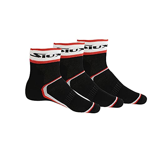 Calcetines Deportivos Siux Lorker Cortos Negros / 3 Pares/Calcetín tobillero para Deporte Padel Tenis Running Trabajo/Calcetin Verano Invierno para Hombre Mujer niño/Tobilleros Algodon (L)