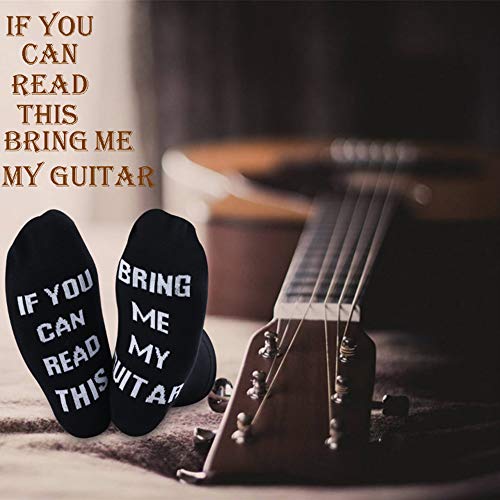 Calcetines divertidos con texto en inglés "If You Can Read This Bring Me My Guitar Socks", para guitarra, regalo para músico