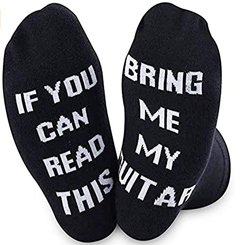 Calcetines divertidos con texto en inglés "If You Can Read This Bring Me My Guitar Socks", para guitarra, regalo para músico