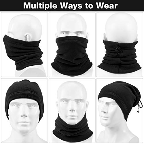 Calentador de Cuello de Lana de Invierno 3 Piezas Bragas de Cuello de Térmica de Doble Capa Bufanda Multifuncional Gruesa (Negro, Azul, Gris)