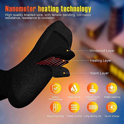 Calentadores Calentadores Eléctricos Calefacción para Hombre Mujer Invierno Caliente Calcetines de Algodón para Deportes al Aire Libre – Camping, Pesca, Ciclismo, Motocicleta, Patinaje y Esquí (black)