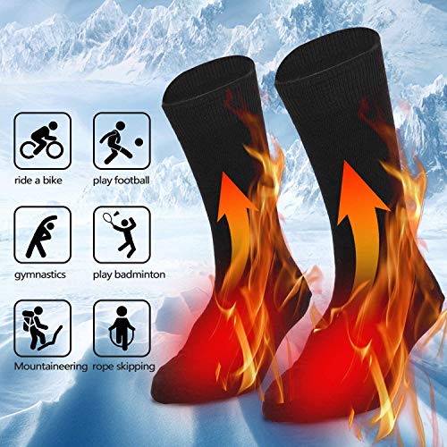 Calentadores Calentadores Eléctricos Calefacción para Hombre Mujer Invierno Caliente Calcetines de Algodón para Deportes al Aire Libre – Camping, Pesca, Ciclismo, Motocicleta, Patinaje y Esquí (black)