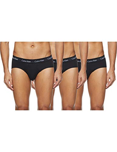 Calvin Klein 3 Pack Briefs-Cotton Stretch Slips, Negro (Black W. Black WB Xwb), XL (Pack de 3) para Hombre