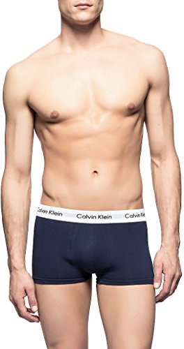 Calvin Klein 3 Pack Low Rise Trunks-Cotton Stretch Bóxers, Multicolor (White/Red Ginger/Pyro Blue I03), XL (Pack de 3) para Hombre