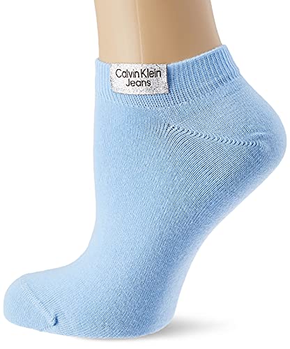 Calvin Klein Jeans-Calcetines de algodón orgánico para Mujer (2 Unidades) Zapatillas, Azul Claro, Talla única