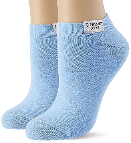 Calvin Klein Jeans-Calcetines de algodón orgánico para Mujer (2 Unidades) Zapatillas, Azul Claro, Talla única