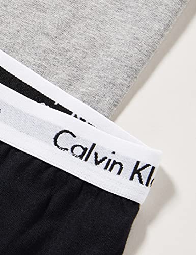 Calvin Klein LS Knit PJ Set, Pijama Set para Niños, Gris/Negro (Heather W/Black), 14-16 Años