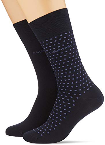 Calvin Klein Men Crew 2p Dot Felix Calcetines, Azul Marino, 43-46 (Pack de 2) para Hombre