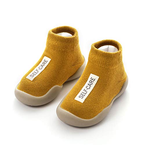 Calzado Casual Infantil Zapatos De Goma Antideslizantes Calcetines De Punto Zapatos De Casa OtoñO Botas Desnudas Zapatos para BebéS Y NiñOs ReciéN Nacidos Zapatos De Primer Paso(Amarillo,25EU)