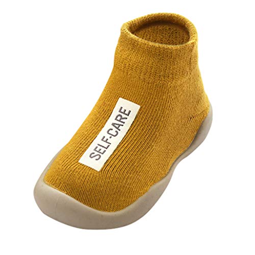Calzado Casual Infantil Zapatos De Goma Antideslizantes Calcetines De Punto Zapatos De Casa OtoñO Botas Desnudas Zapatos para BebéS Y NiñOs ReciéN Nacidos Zapatos De Primer Paso(Amarillo,25EU)
