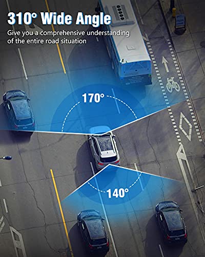 Cámara de Coche, AQV 4K + 1080P Antes y Después Dash CAM, Gran Angular de 310 °, GPS, Supercondensador, Vision Nocturna con Tarjeta 32G, G-Sensor, Grabación de Bucle, WDR, Monitor de Aparcamiento