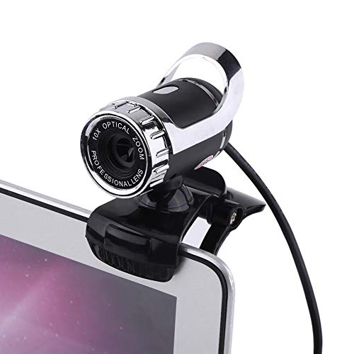 Cámara Web HD, cámara Web con Clip USB de 12M píxeles, cámara de micrófono incorporada con Clip Giratorio Flexible Giratorio de 360 Grados, cámara para computadora PC para videollamadas(Plata)