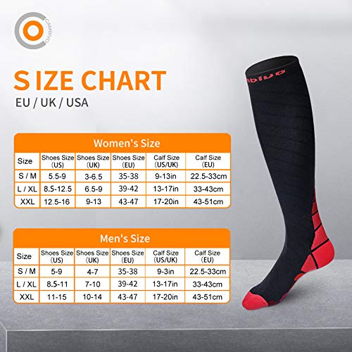 CAMBIVO Medias de Comrpesion Mujer y Hombre 2 Pares, Calcetines Compresivos Enfermera para Running, Trabajo, Ciclismo, Trotar, Correr, Deporte, Volar, Acampada