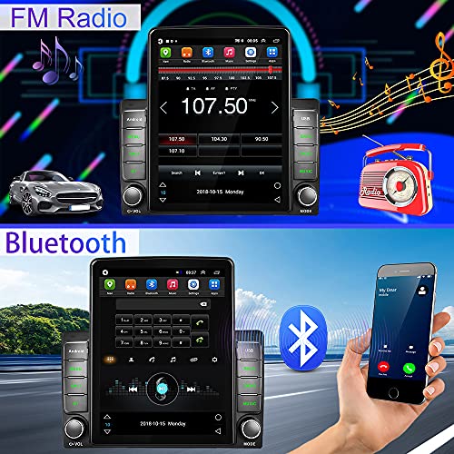 CAMECHO Android 10.0 Radio de Coche 2Din Estéreo de Coche GPS 9.5'' HD 1080P Vertical Pantalla con Bluetooth WiFi Navegación GPS FM/RDS/USB IN Enlace Espejo+Trasero Vista Cámara+Adaptador ISO
