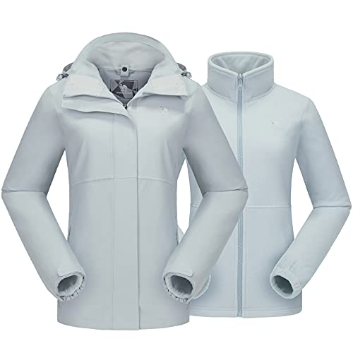 CAMEL CROWN Chaqueta de esquí Impermeable para Mujer, Resistente al Viento y a la Lluvia, con Forro Polar, Chaqueta de esquí y Chaqueta rígida de Invierno para Mujer