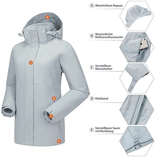 CAMEL CROWN Chaqueta de esquí Impermeable para Mujer, Resistente al Viento y a la Lluvia, con Forro Polar, Chaqueta de esquí y Chaqueta rígida de Invierno para Mujer