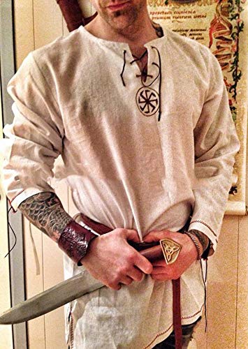 Camisa Renacentista para Hombre Tops de Manga Larga Traje Túnica Medieval Pirata Camisa Holgada