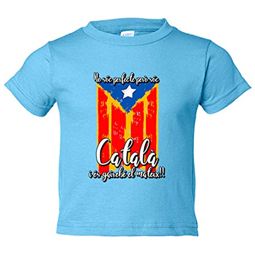 Camiseta bebé no soc perfecte pero soc català - Celeste, 2 años