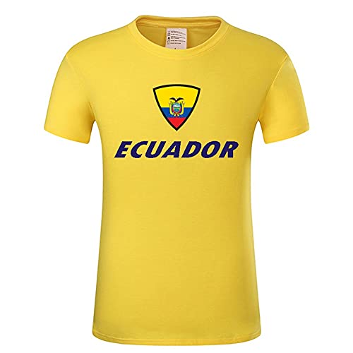 Camiseta de algodón para Mujer Camiseta de la selección de fútbol de Ecuador Algodón de Manga Corta con Cuello Redondo, Tamaño Adulto S-XL (Color : Yellow-C, Size : Adult-X-Large)