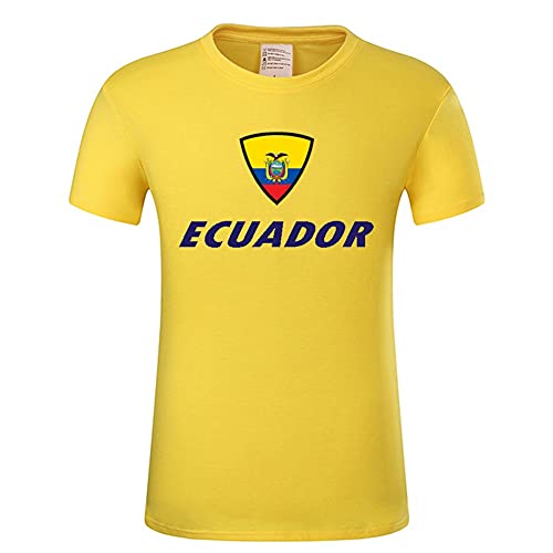 Camiseta de algodón para Mujer Camiseta de la selección de fútbol de Ecuador Algodón de Manga Corta con Cuello Redondo, Tamaño Adulto S-XL (Color : Yellow-C, Size : Adult-X-Large)