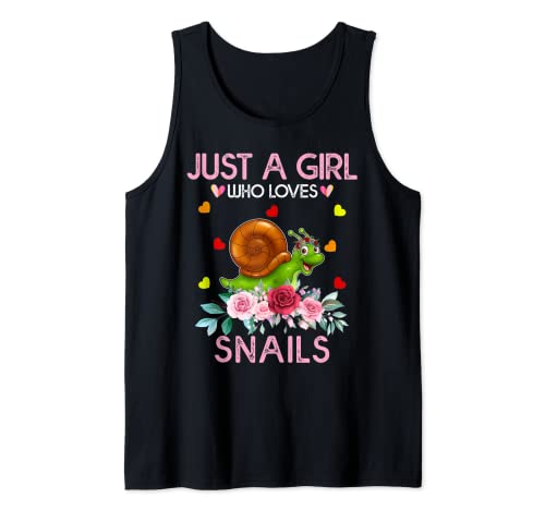 Camiseta de regalo de caracol para mujeres y niños, con texto en inglés "Just A Girl Who Loves Snail Camiseta sin Mangas