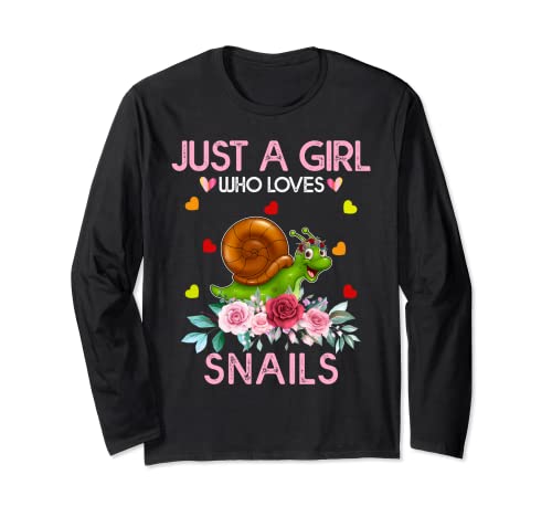 Camiseta de regalo de caracol para mujeres y niños, con texto en inglés "Just A Girl Who Loves Snail Manga Larga
