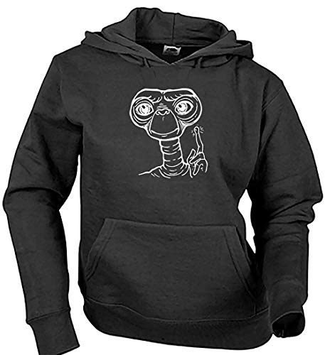 Camisetas EGB Sudadera Adulto/Niño Et el Extraterrestre ochenteras 80´s Retro (Negro, M)