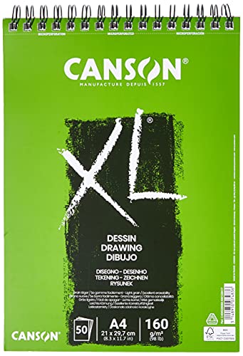 Canson XL Dessin Ligero, Álbum Espiral Microperforado, A4, 50 Hojas, 160 g