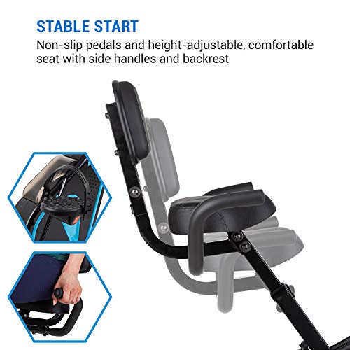 Capital Sports Azura Full Body Comfort bicicléta estática, bicicleta para cardio / manivela para manos, volante de inercia de 7,5 kg, MagResist: Resistencia magnética (8 niveles), negro